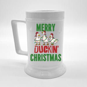 Merry Duckin Christmas Duck Pun Funny Christmas Light Ducks Gift Beer Stein