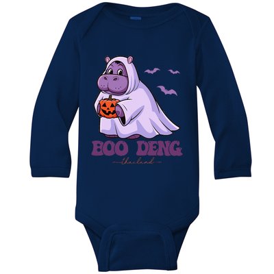 Moo Deng Cute Baby Pygmy Hippo Bouncy Pig In Thai Halloween Gift Baby Long Sleeve Bodysuit