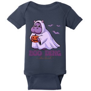 Moo Deng Cute Baby Pygmy Hippo Bouncy Pig In Thai Halloween Gift Baby Bodysuit