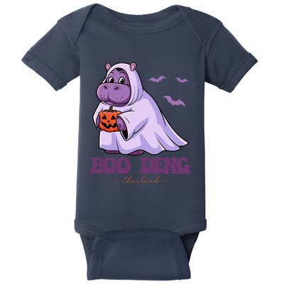 Moo Deng Cute Baby Pygmy Hippo Bouncy Pig In Thai Halloween Gift Baby Bodysuit