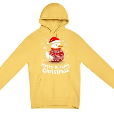 Merry Ducking Christmas Ugly Christmas Jumper Cute Gift Premium Pullover Hoodie