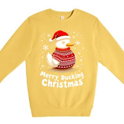 Merry Ducking Christmas Ugly Christmas Jumper Cute Gift Premium Crewneck Sweatshirt