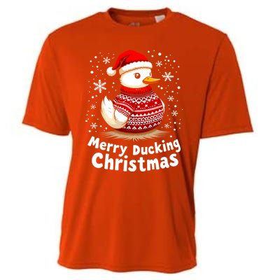 Merry Ducking Christmas Ugly Christmas Jumper Cute Gift Cooling Performance Crew T-Shirt