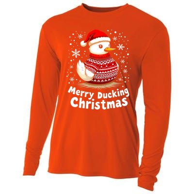 Merry Ducking Christmas Ugly Christmas Jumper Cute Gift Cooling Performance Long Sleeve Crew