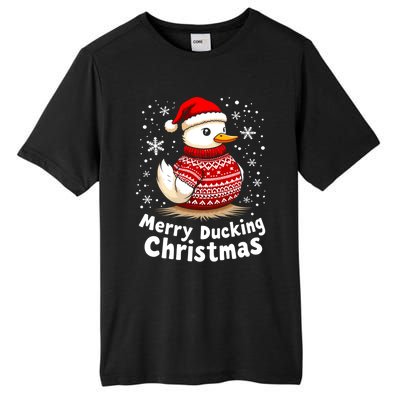 Merry Ducking Christmas Ugly Christmas Jumper Cute Gift Tall Fusion ChromaSoft Performance T-Shirt