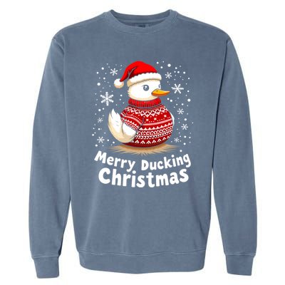 Merry Ducking Christmas Ugly Christmas Jumper Cute Gift Garment-Dyed Sweatshirt