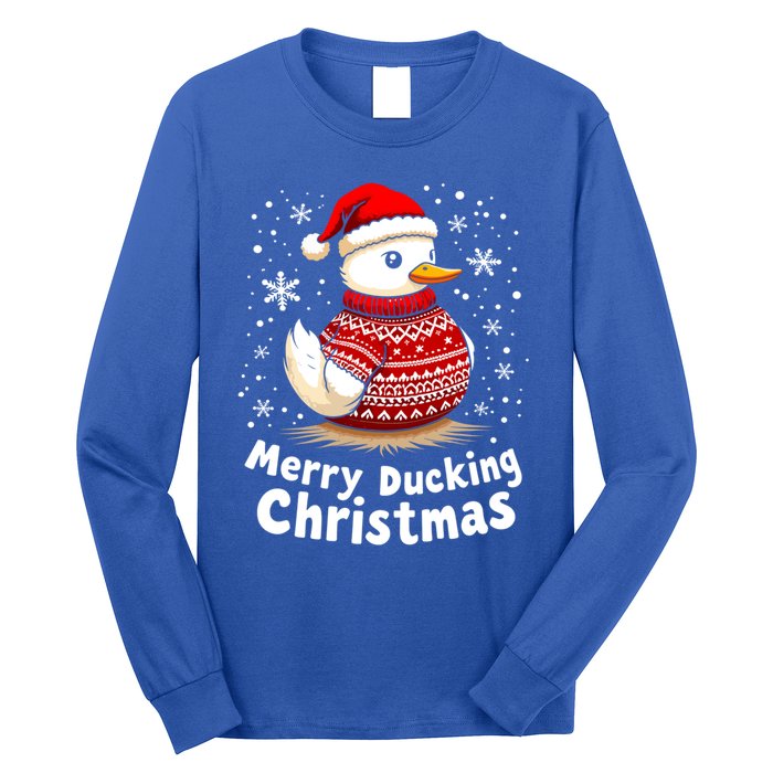 Merry Ducking Christmas Ugly Christmas Jumper Cute Gift Long Sleeve Shirt