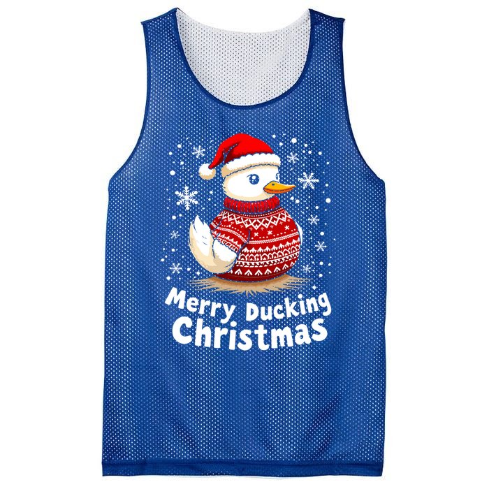 Merry Ducking Christmas Ugly Christmas Jumper Cute Gift Mesh Reversible Basketball Jersey Tank