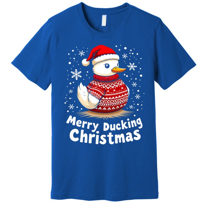 Merry Ducking Christmas Ugly Christmas Jumper Cute Gift Premium T-Shirt