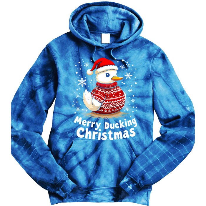 Merry Ducking Christmas Ugly Christmas Jumper Cute Gift Tie Dye Hoodie