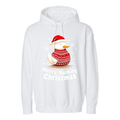 Merry Ducking Christmas Ugly Christmas Jumper Cute Gift Garment-Dyed Fleece Hoodie