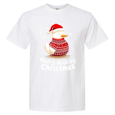 Merry Ducking Christmas Ugly Christmas Jumper Cute Gift Garment-Dyed Heavyweight T-Shirt