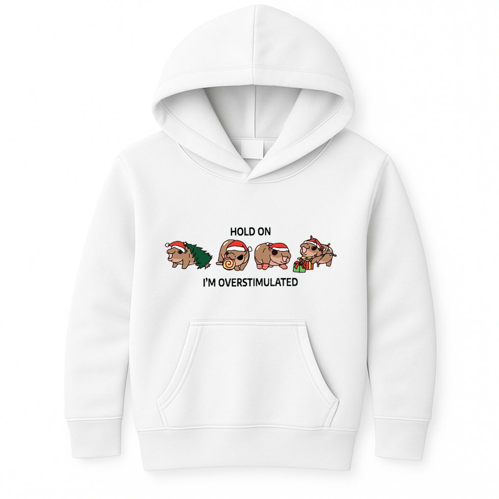 Moo Deng Christmas Kids Hoodie
