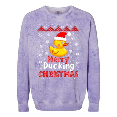 Merry Ducking Christmas Ugly Duck Christmas Jumper Cute Gift Colorblast Crewneck Sweatshirt