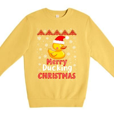 Merry Ducking Christmas Ugly Duck Christmas Jumper Cute Gift Premium Crewneck Sweatshirt