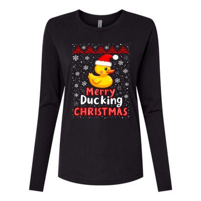 Merry Ducking Christmas Ugly Duck Christmas Jumper Cute Gift Womens Cotton Relaxed Long Sleeve T-Shirt