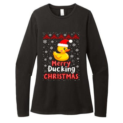 Merry Ducking Christmas Ugly Duck Christmas Jumper Cute Gift Womens CVC Long Sleeve Shirt