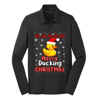 Merry Ducking Christmas Ugly Duck Christmas Jumper Cute Gift Silk Touch Performance Long Sleeve Polo