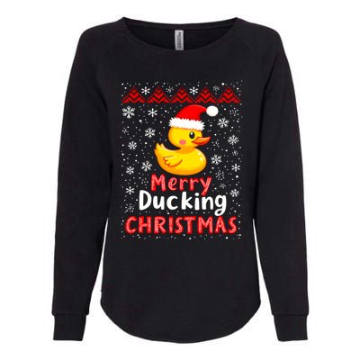 Merry Ducking Christmas Ugly Duck Christmas Jumper Cute Gift Womens California Wash Sweatshirt