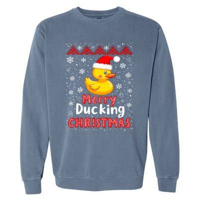 Merry Ducking Christmas Ugly Duck Christmas Jumper Cute Gift Garment-Dyed Sweatshirt