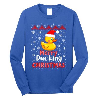 Merry Ducking Christmas Ugly Duck Christmas Jumper Cute Gift Long Sleeve Shirt