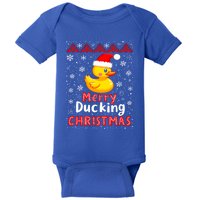 Merry Ducking Christmas Ugly Duck Christmas Jumper Cute Gift Baby Bodysuit