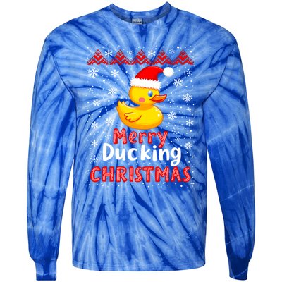 Merry Ducking Christmas Ugly Duck Christmas Jumper Cute Gift Tie-Dye Long Sleeve Shirt