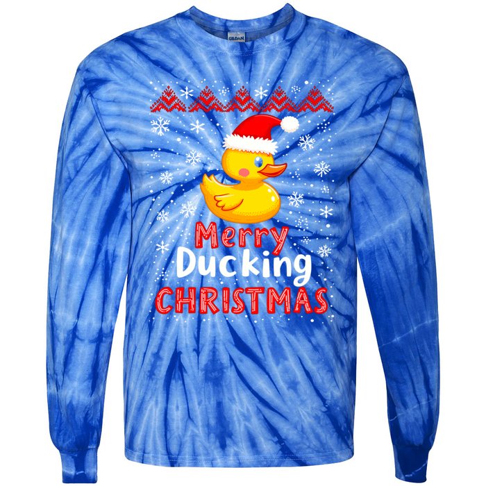 Merry Ducking Christmas Ugly Duck Christmas Jumper Cute Gift Tie-Dye Long Sleeve Shirt