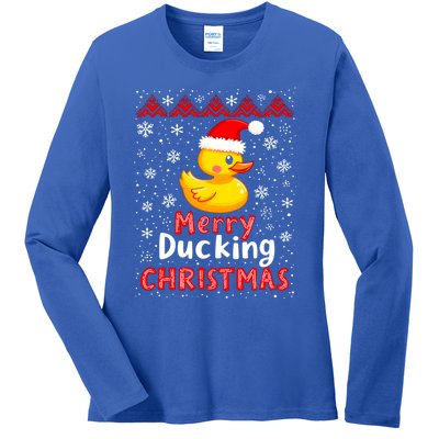 Merry Ducking Christmas Ugly Duck Christmas Jumper Cute Gift Ladies Long Sleeve Shirt