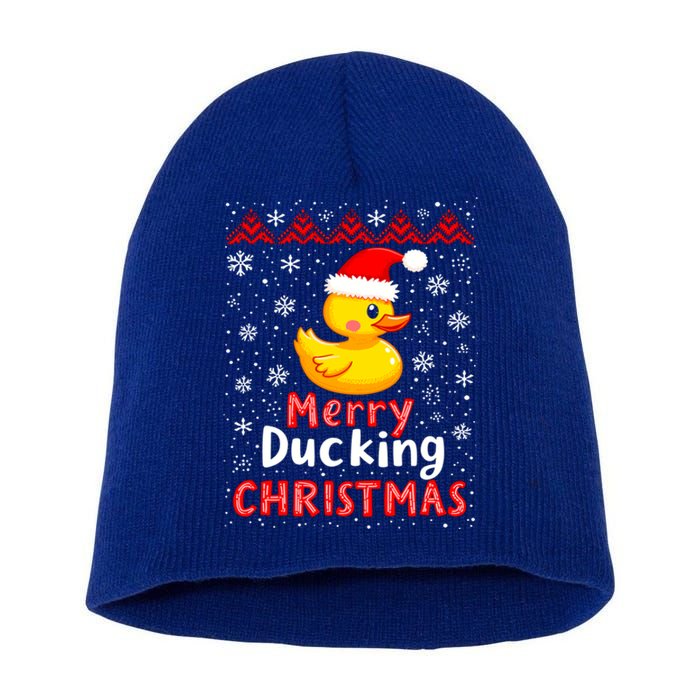 Merry Ducking Christmas Ugly Duck Christmas Jumper Cute Gift Short Acrylic Beanie