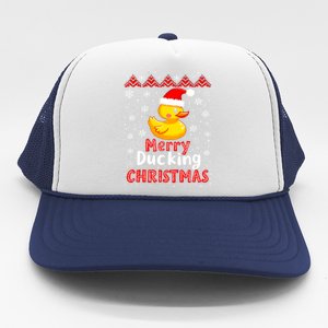 Merry Ducking Christmas Ugly Duck Christmas Jumper Cute Gift Trucker Hat