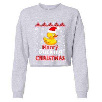 Merry Ducking Christmas Ugly Duck Christmas Jumper Cute Gift Cropped Pullover Crew