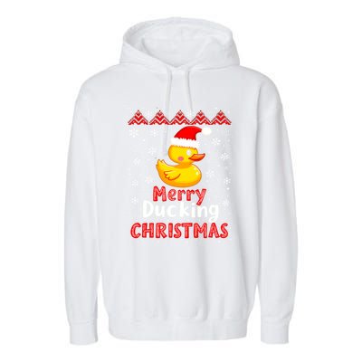 Merry Ducking Christmas Ugly Duck Christmas Jumper Cute Gift Garment-Dyed Fleece Hoodie