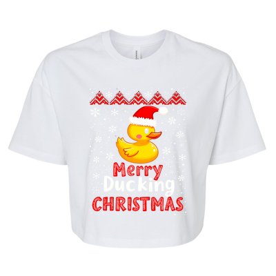 Merry Ducking Christmas Ugly Duck Christmas Jumper Cute Gift Bella+Canvas Jersey Crop Tee