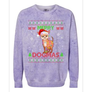 Merry Dogmas Chihuahua Dog Funny Lights And Santa Hat Meaningful Gift Colorblast Crewneck Sweatshirt