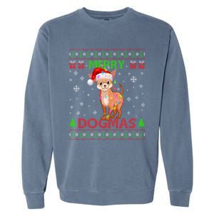 Merry Dogmas Chihuahua Dog Funny Lights And Santa Hat Meaningful Gift Garment-Dyed Sweatshirt