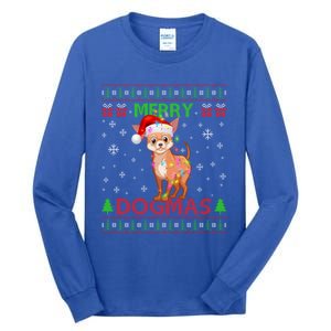 Merry Dogmas Chihuahua Dog Funny Lights And Santa Hat Meaningful Gift Tall Long Sleeve T-Shirt