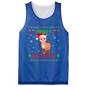 Merry Dogmas Chihuahua Dog Funny Lights And Santa Hat Meaningful Gift Mesh Reversible Basketball Jersey Tank