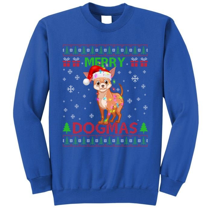 Merry Dogmas Chihuahua Dog Funny Lights And Santa Hat Meaningful Gift Tall Sweatshirt