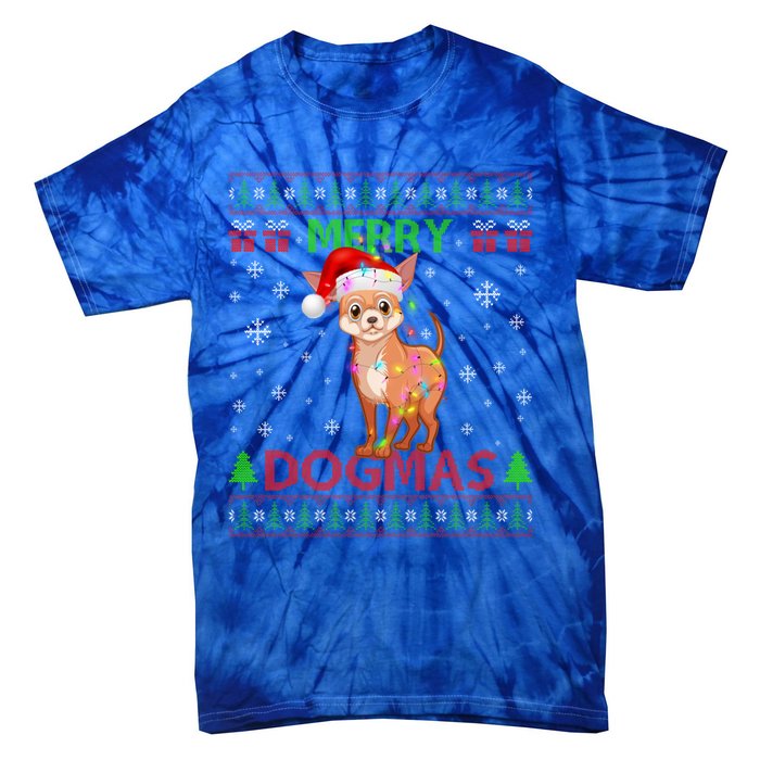 Merry Dogmas Chihuahua Dog Funny Lights And Santa Hat Meaningful Gift Tie-Dye T-Shirt