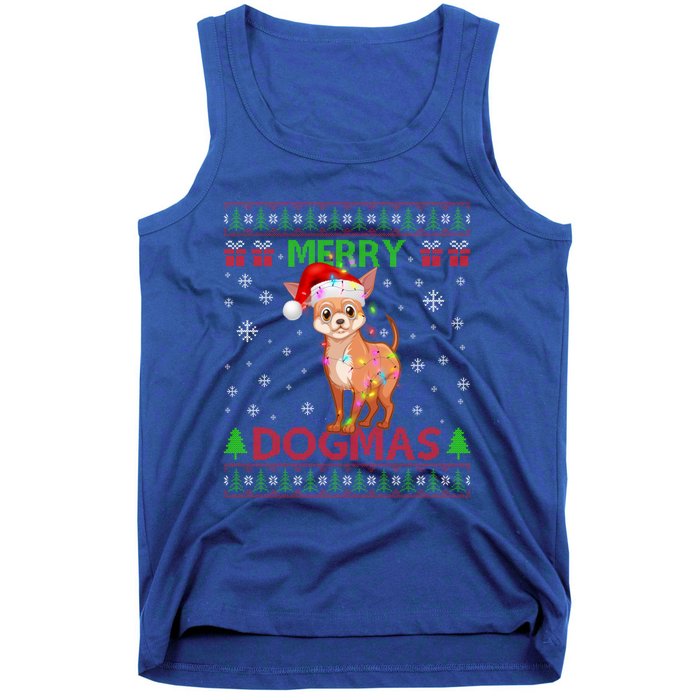 Merry Dogmas Chihuahua Dog Funny Lights And Santa Hat Meaningful Gift Tank Top