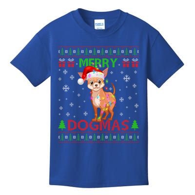 Merry Dogmas Chihuahua Dog Funny Lights And Santa Hat Meaningful Gift Kids T-Shirt