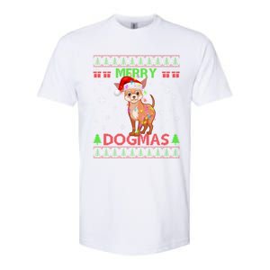 Merry Dogmas Chihuahua Dog Funny Lights And Santa Hat Meaningful Gift Softstyle CVC T-Shirt