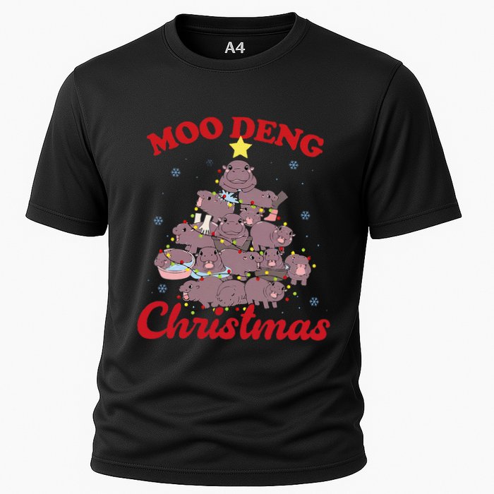Moo Deng Christmas Tree Baby Hippo Funny Animal Cooling Performance Crew T-Shirt