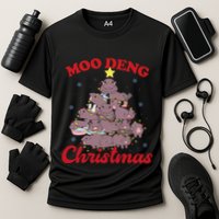 Moo Deng Christmas Tree Baby Hippo Funny Animal Cooling Performance Crew T-Shirt