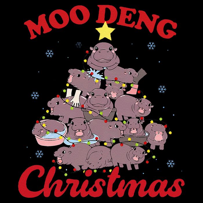 Moo Deng Christmas Tree Baby Hippo Funny Animal Cooling Performance Crew T-Shirt