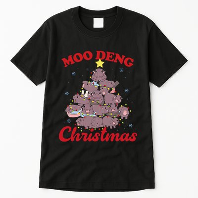 Moo Deng Christmas Tree Baby Hippo Funny Animal Tall T-Shirt