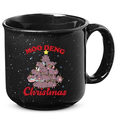 Moo Deng Christmas Tree Baby Hippo Funny Animal 15oz Campfire Ceramic Mug