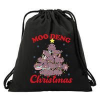 Moo Deng Christmas Tree Baby Hippo Funny Animal Drawstring Bag