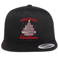 Moo Deng Christmas Tree Baby Hippo Funny Animal Flat Bill Trucker Hat